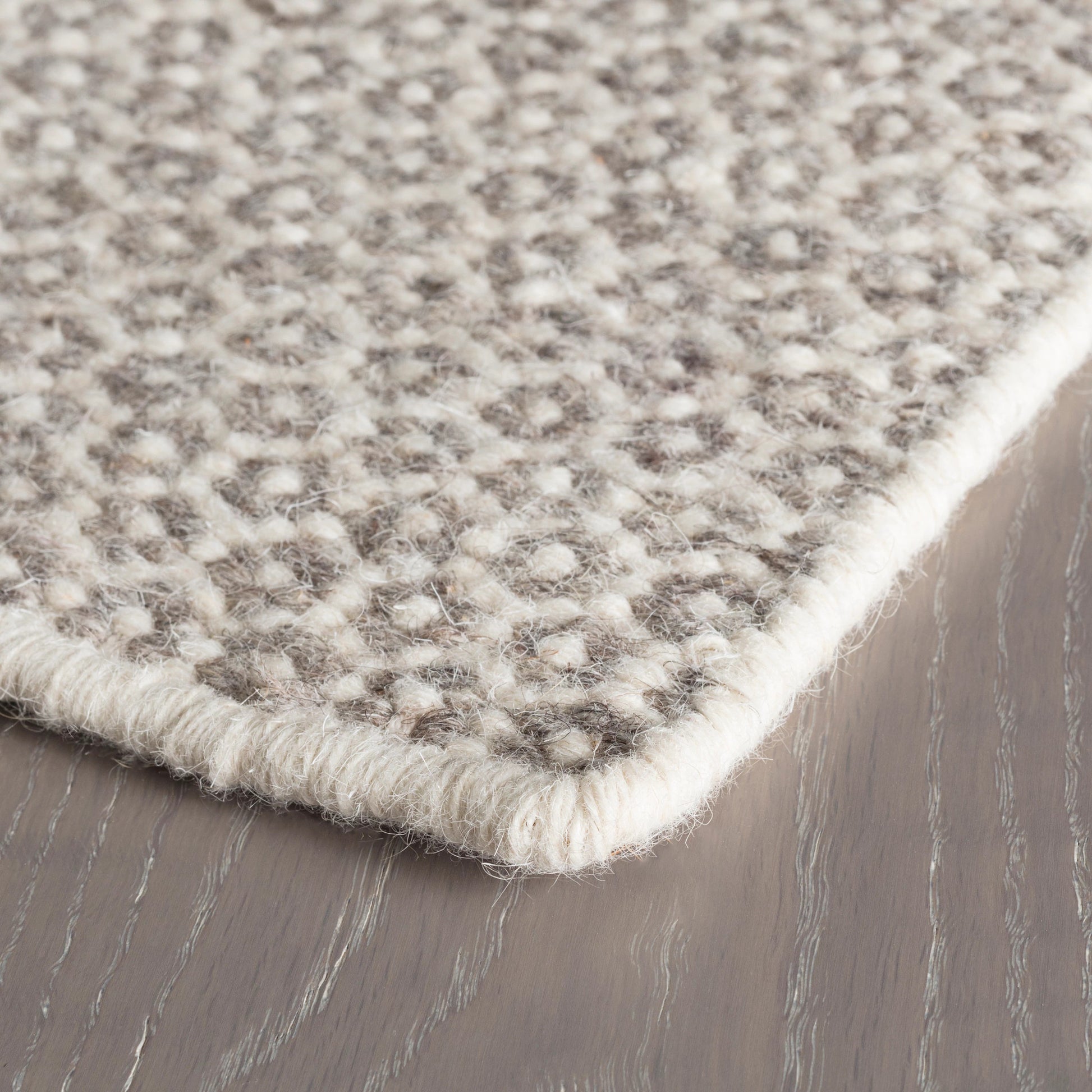 Honeycomb Ivory/Grey Handwoven Wool Rug - RDA308 - 10x14