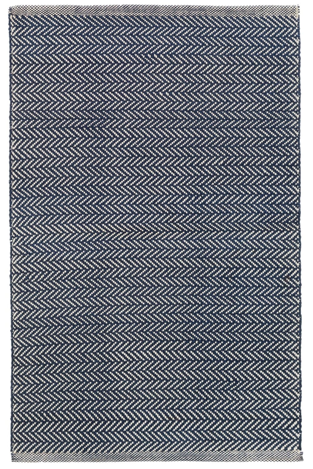 Herringbone Indigo Handwoven Cotton Rug - RDA356 - Runner-2.5x12
