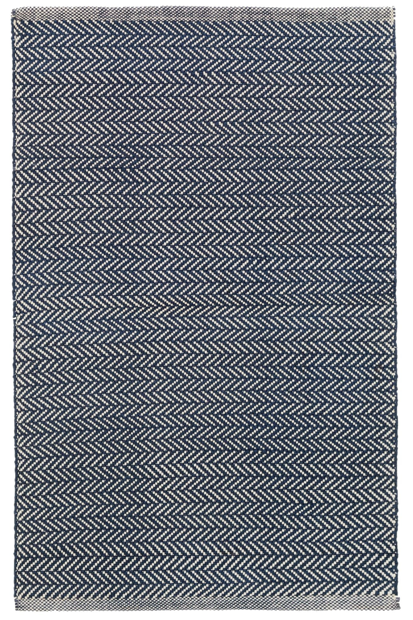 Herringbone Indigo Handwoven Cotton Rug - RDA356 - Runner-2.5x12