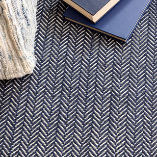 Herringbone Indigo Handwoven Cotton Rug - RDA356 - Runner-2.5x12