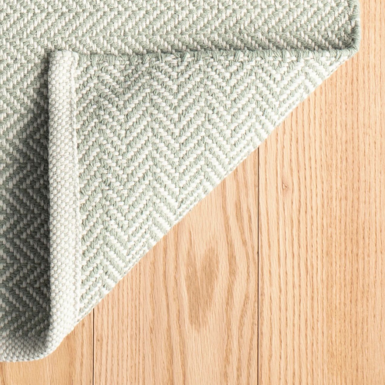 Herringbone Ocean Handwoven Cotton Rug - RDA357 - Runner-2.5x12