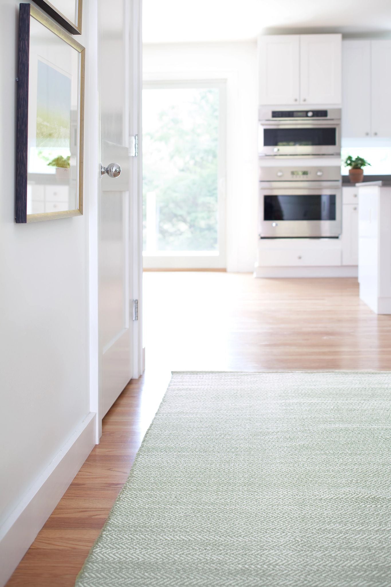 Herringbone Ocean Handwoven Cotton Rug - RDA357 - Runner-2.5x12