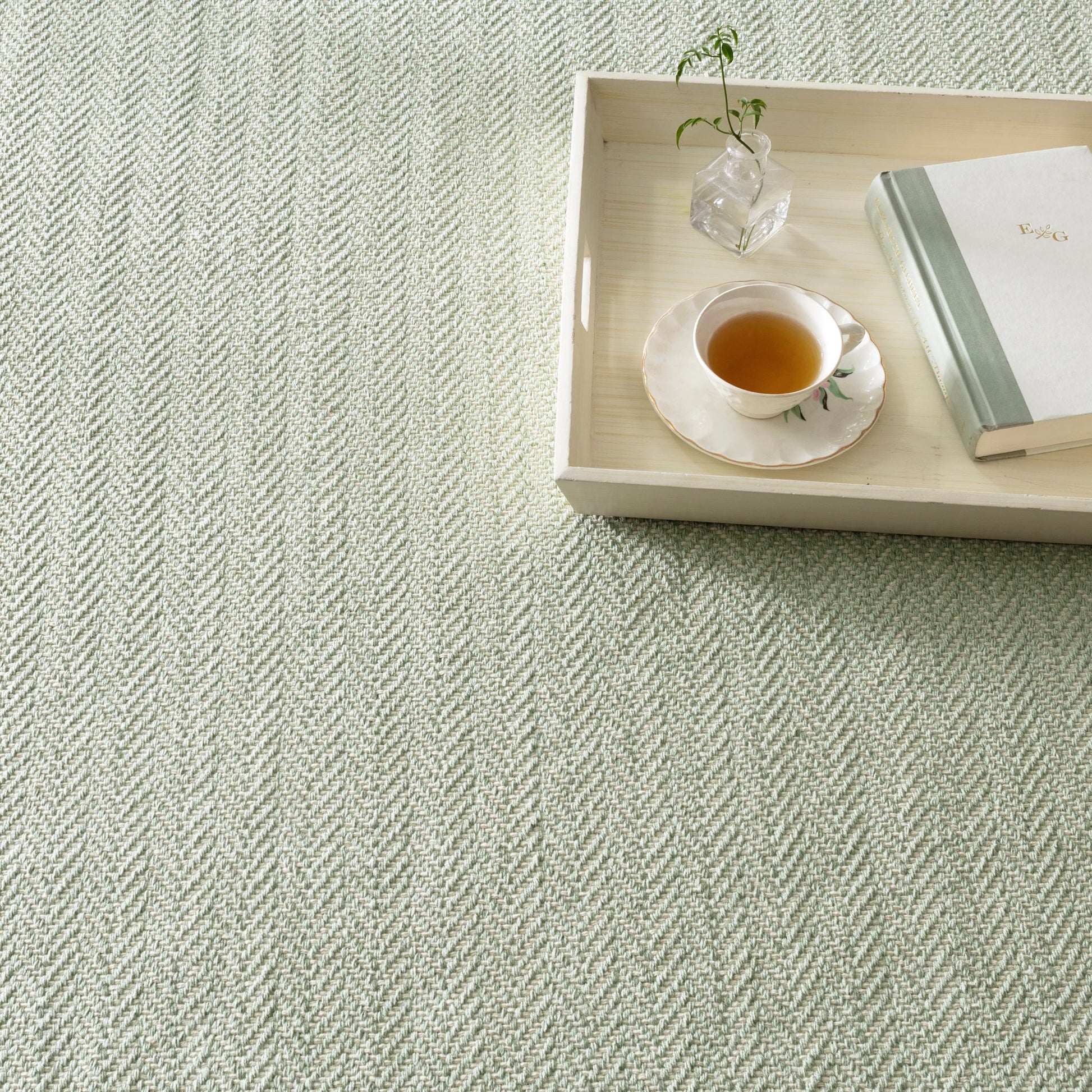 Herringbone Ocean Handwoven Cotton Rug - RDA357 - Runner-2.5x12