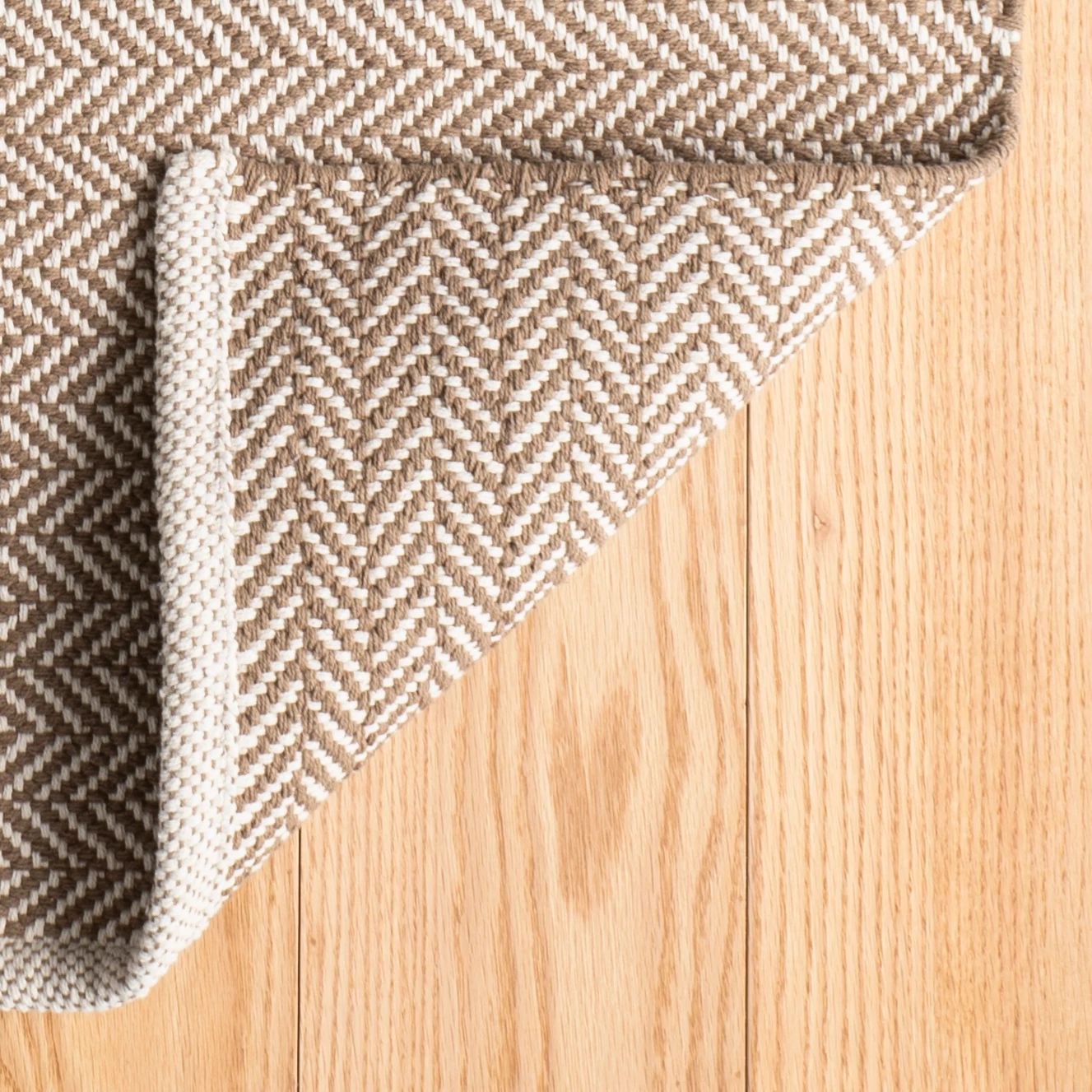 Herringbone Stone Handwoven Cotton Rug - RDA359 - Runner-2.5x12