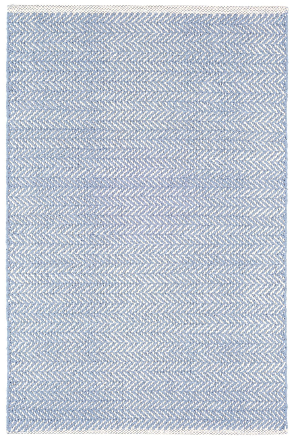 Herringbone Swedish Blue Handwoven Cotton Rug - RDA360 - Runner-2.5x12