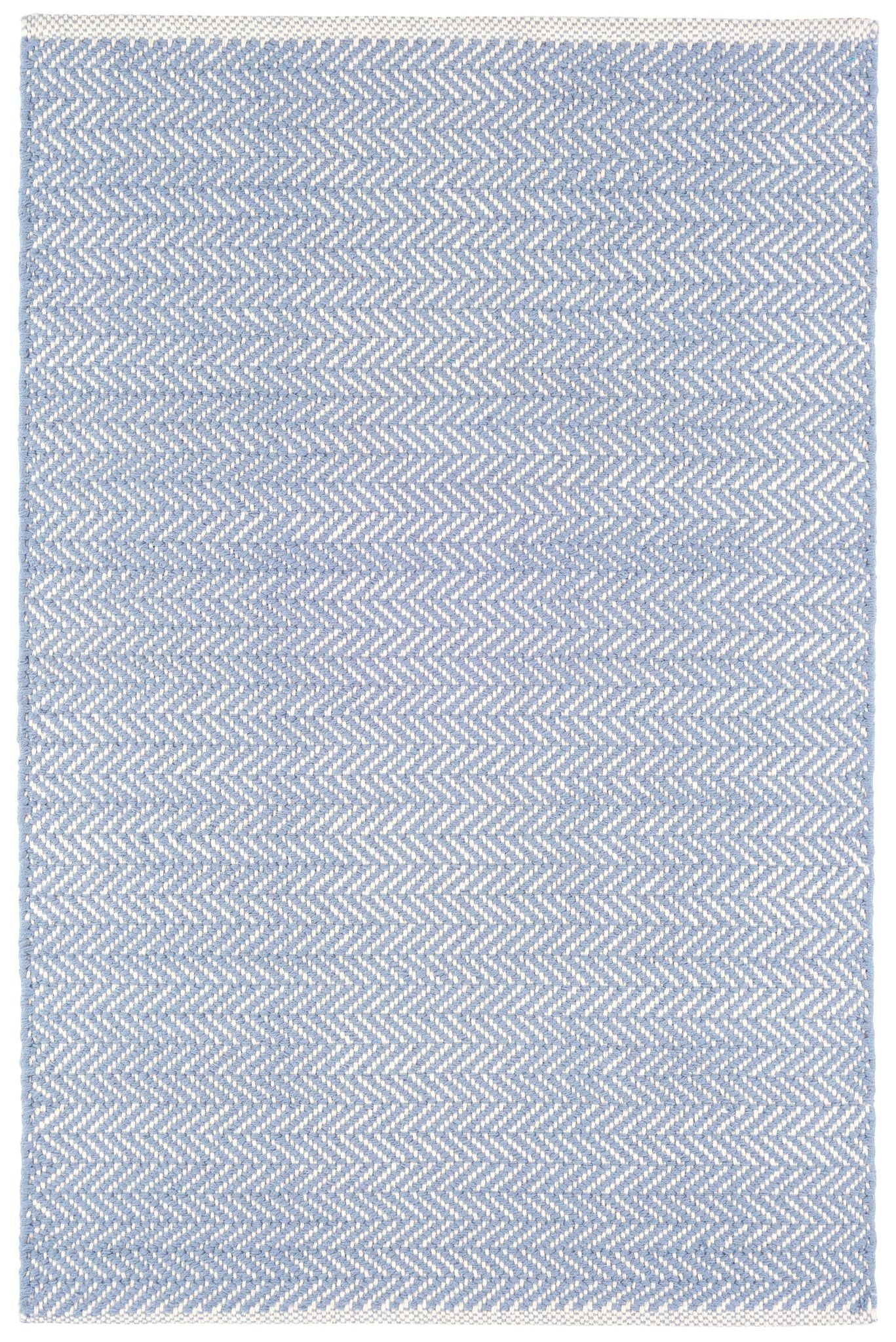 Herringbone Swedish Blue Handwoven Cotton Rug - RDA360 - Runner-2.5x12