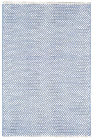 Herringbone Swedish Blue Handwoven Cotton Rug - RDA360 - Runner-2.5x12