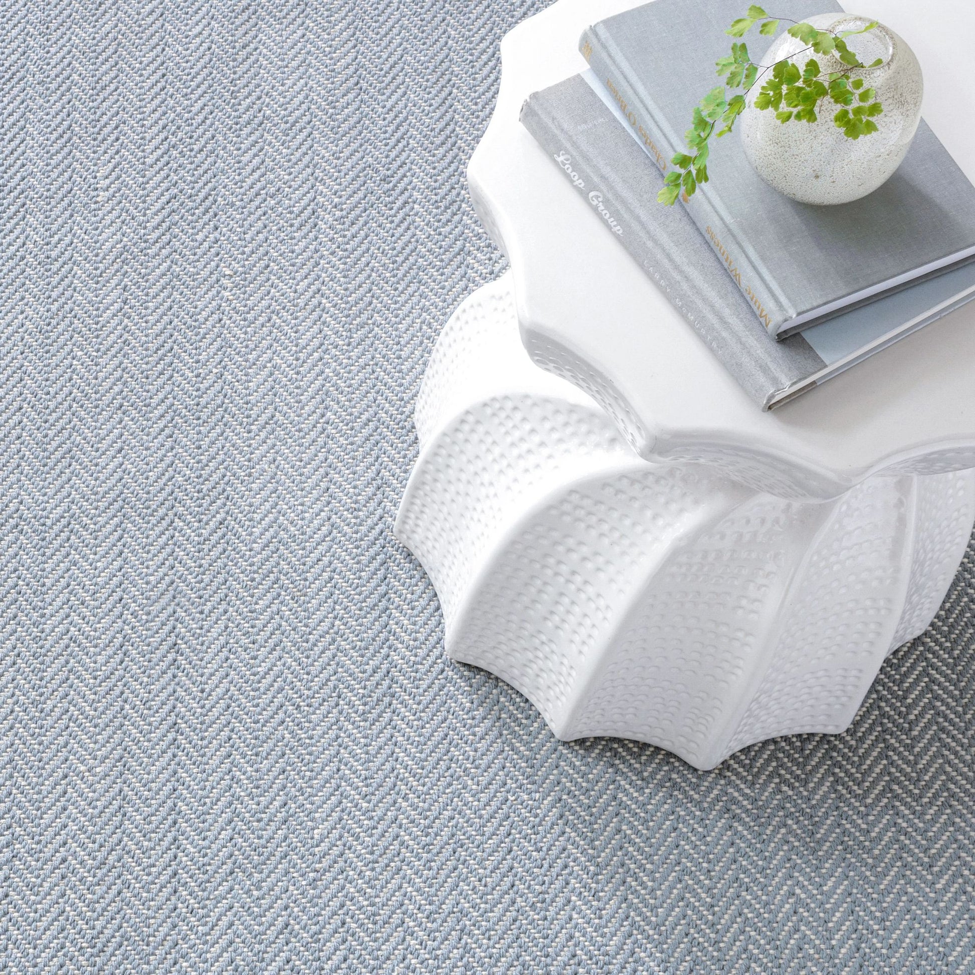 Herringbone Swedish Blue Handwoven Cotton Rug - RDA360 - Runner-2.5x12