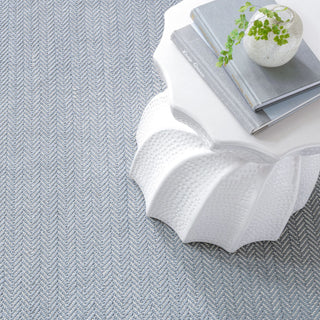 Herringbone Swedish Blue Handwoven Cotton Rug - RDA360 - Runner-2.5x12