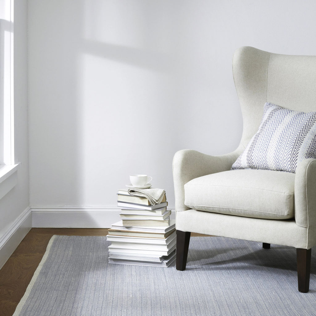 Herringbone Swedish Blue Handwoven Cotton Rug - RDA360 - Runner-2.5x12
