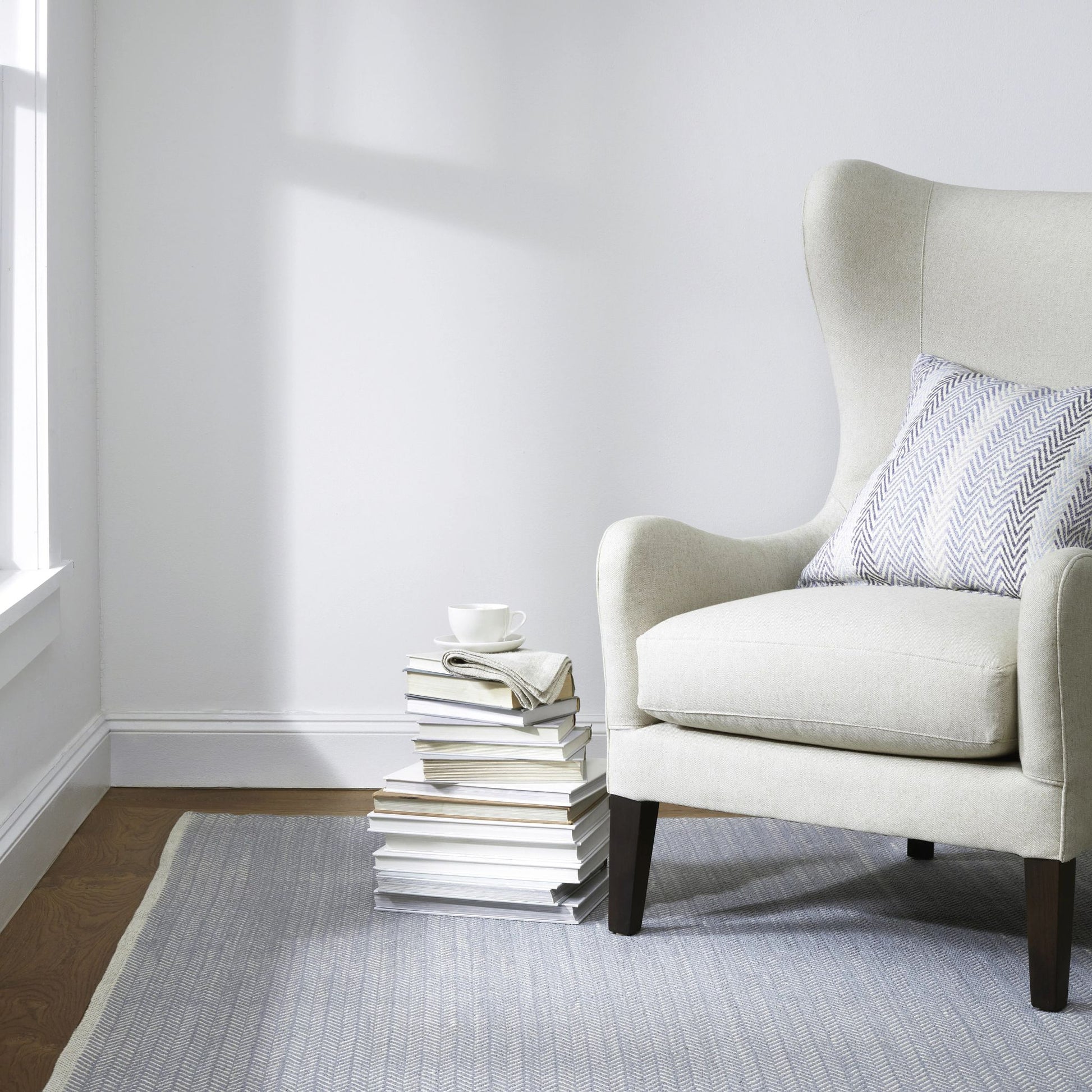 Herringbone Swedish Blue Handwoven Cotton Rug - RDA360 - Runner-2.5x12
