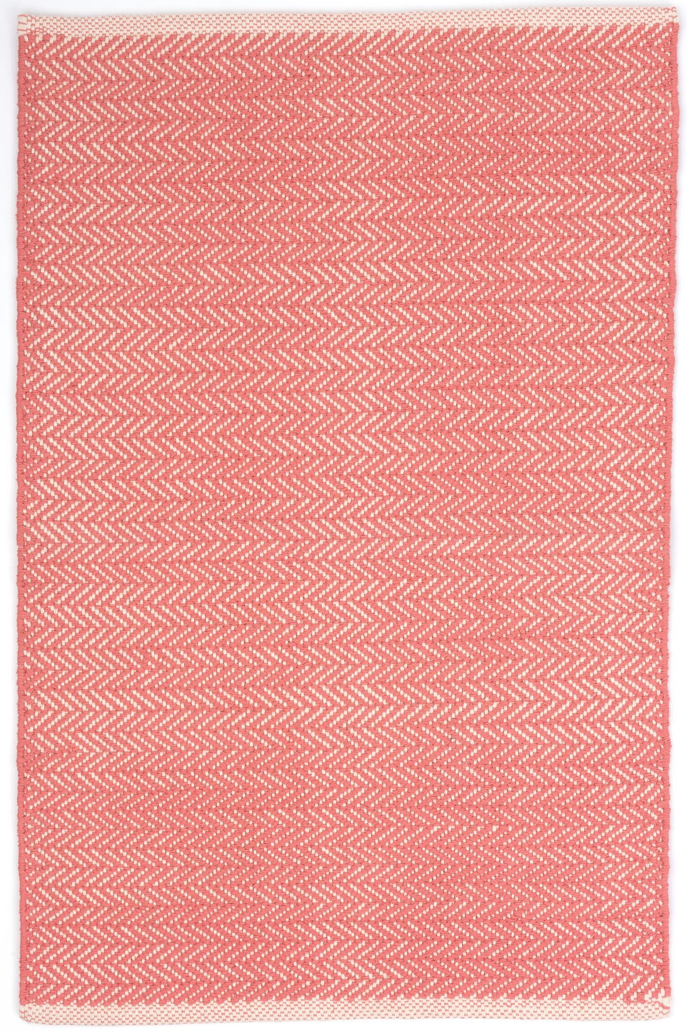 Herringbone Coral Handwoven Cotton Rug - RDA420 - Runner-2.5x12