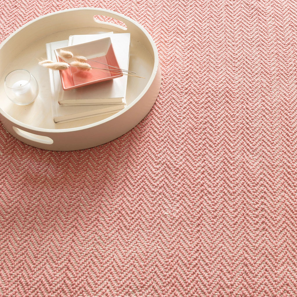 Herringbone Coral Handwoven Cotton Rug - RDA420 - Runner-2.5x12
