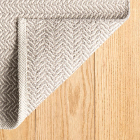 Herringbone Dove Grey Handwoven Cotton Rug - RDA421 - Runner-2.5x12