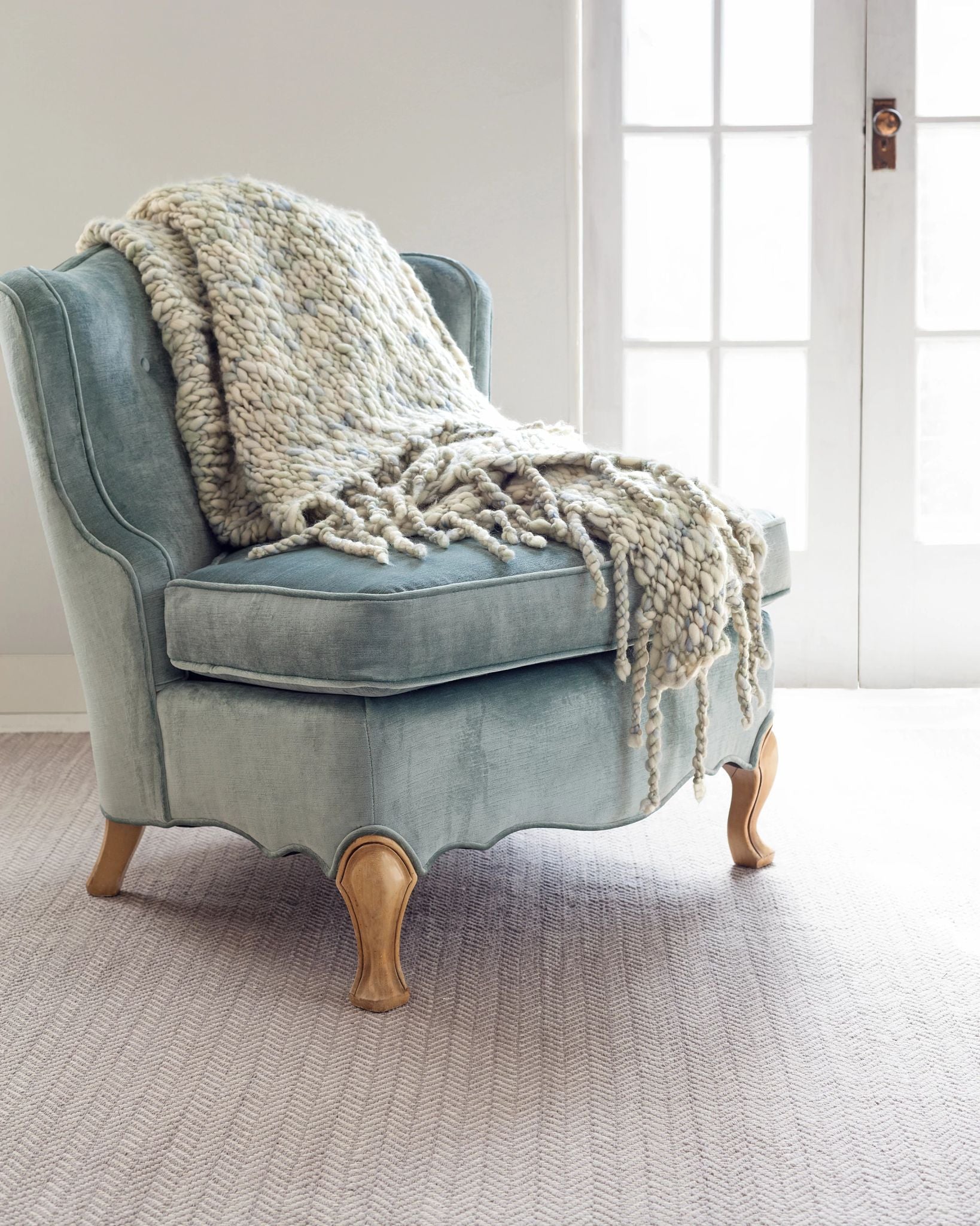 Herringbone Dove Grey Handwoven Cotton Rug - RDA421 - Runner-2.5x12