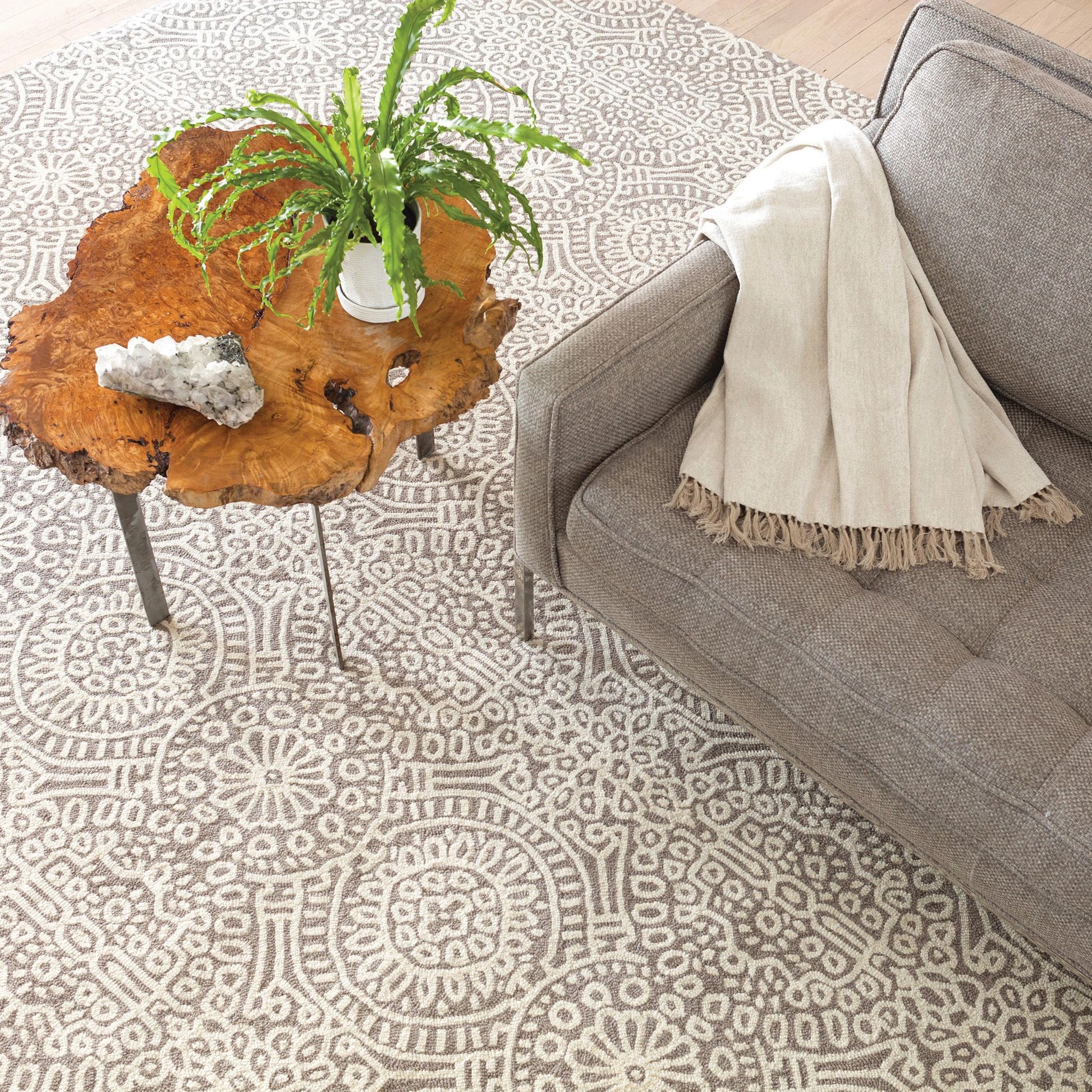 Temple Taupe Hand Micro Hooked Wool Rug - RDA423 - 10x14