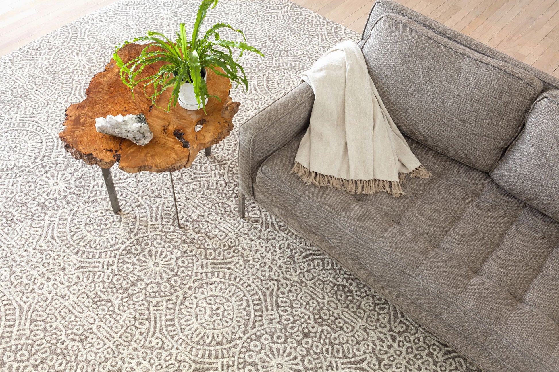 Temple Taupe Hand Micro Hooked Wool Rug - RDA423 - 10x14