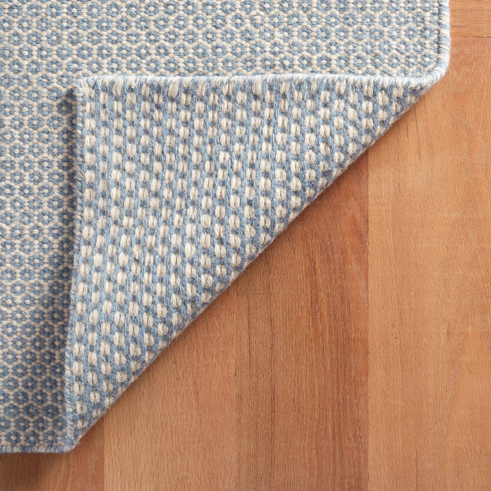 Honeycomb French Blue/Ivory Handwoven Wool Rug - RDA446 - 10x14