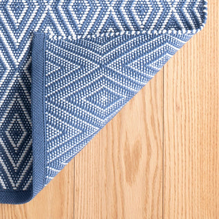 Diamond Denim/White Handwoven Indoor/Outdoor Rug - RDB098 - 8.5x11