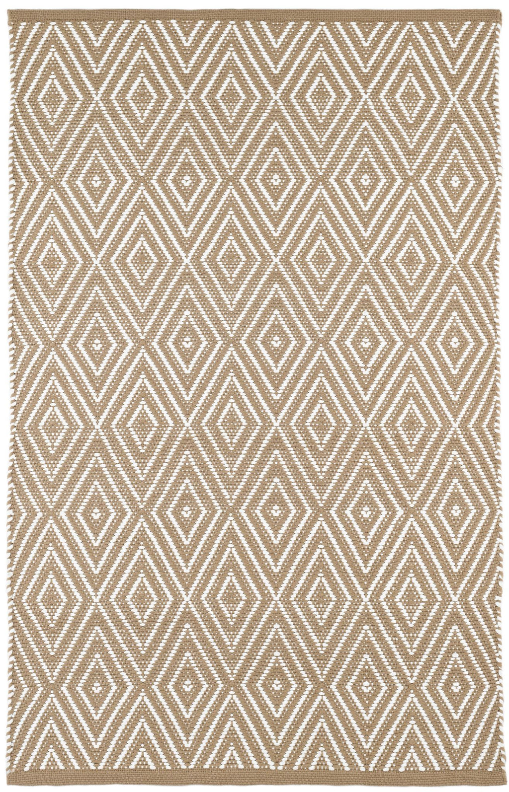 Diamond Khaki/White Handwoven Indoor/Outdoor Rug - RDB136 - Runner-2.5x12