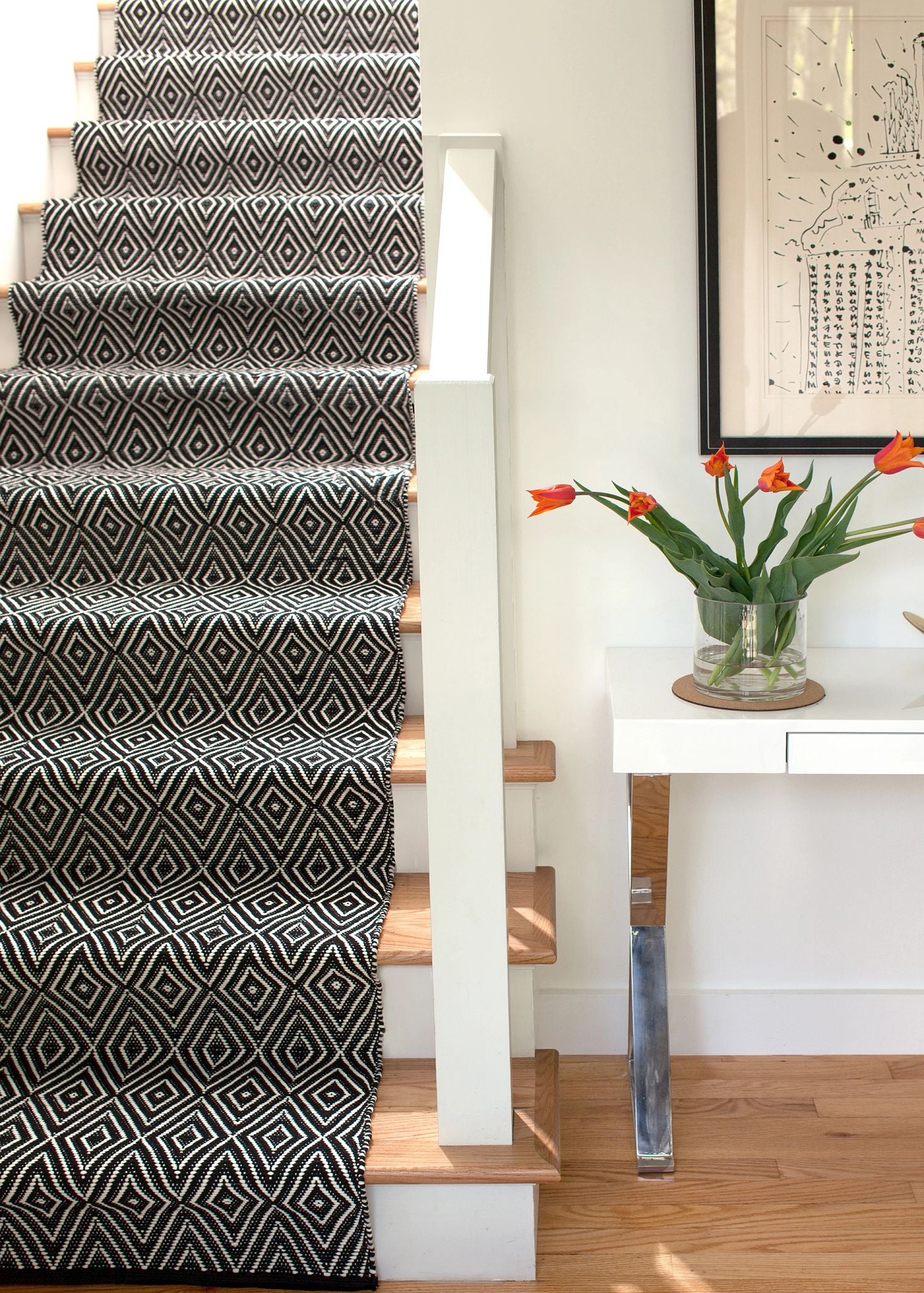 Diamond Black/Ivory Handwoven Indoor/Outdoor Rug - RDB170 - Runner-2.5x18