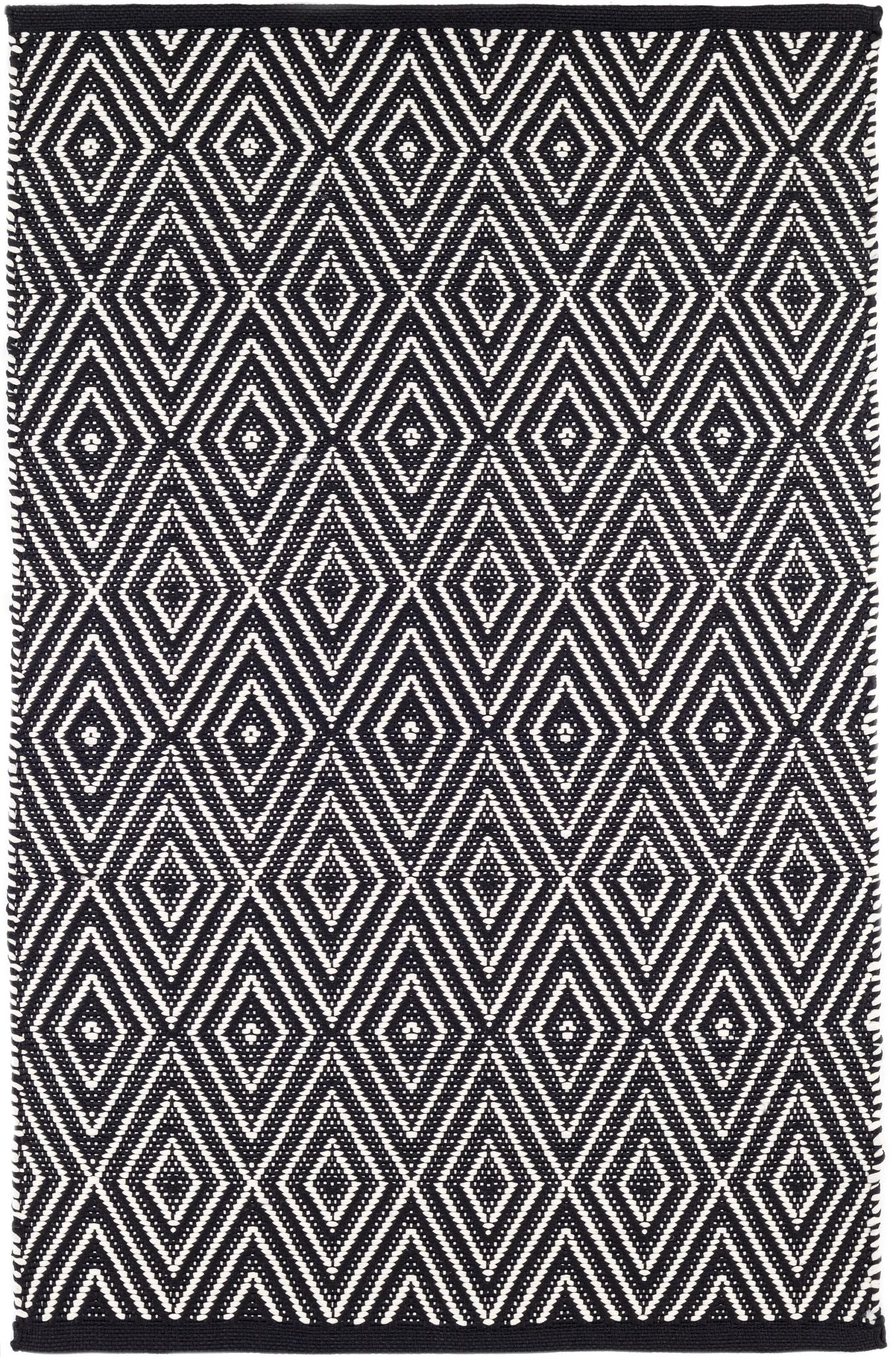 Diamond Black/Ivory Handwoven Indoor/Outdoor Rug - RDB170 - Runner-2.5x18