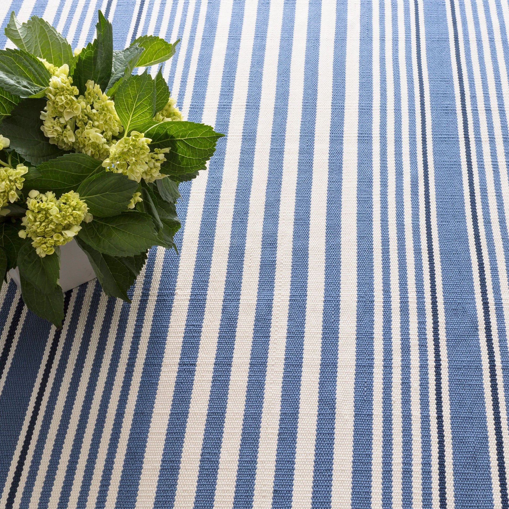 Rugby Stripe Denim Handwoven Indoor/Outdoor Rug - RDB176 - Runner-2.5x18
