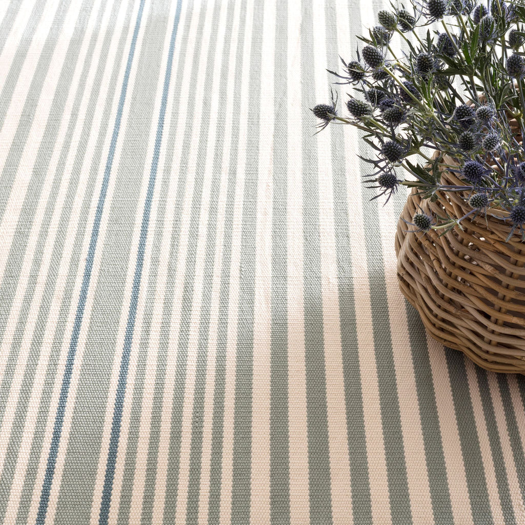 Rugby Stripe Light Blue Handwoven Indoor/Outdoor Rug - RDB177 - Runner-2.5x18