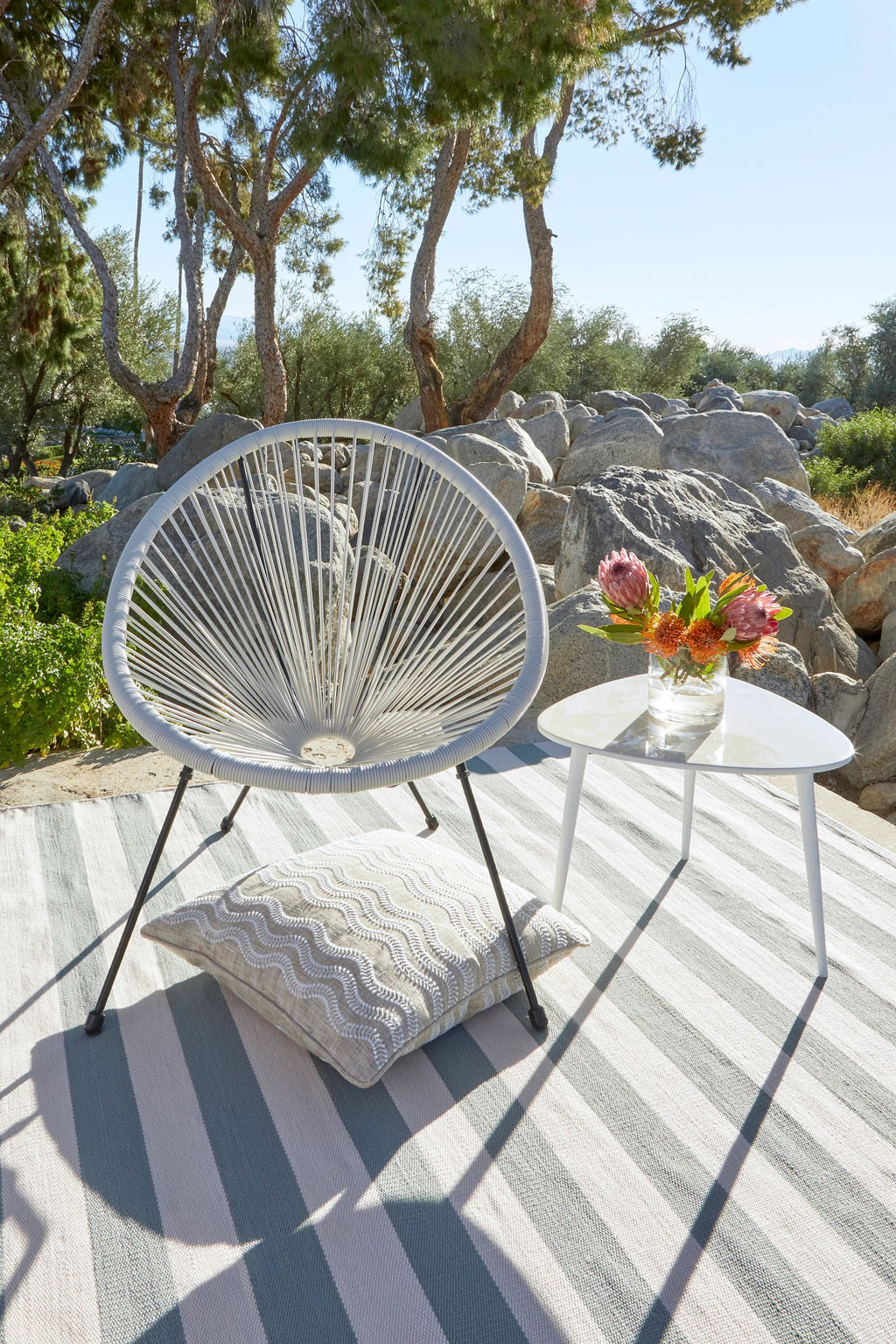 Catamaran Stripe Light Blue/Ivory Handwoven Indoor/Outdoor Rug - RDB197 - Runner-2.5x18