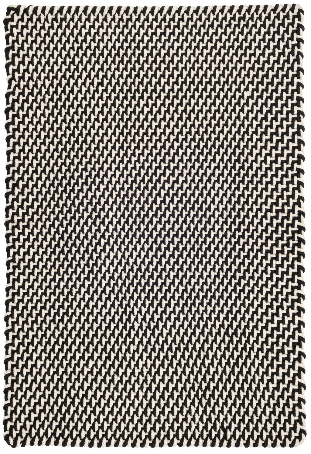 Two-Tone Rope Black/Ivory Handwoven Indoor/Outdoor Rug - RDB219 - 12x16