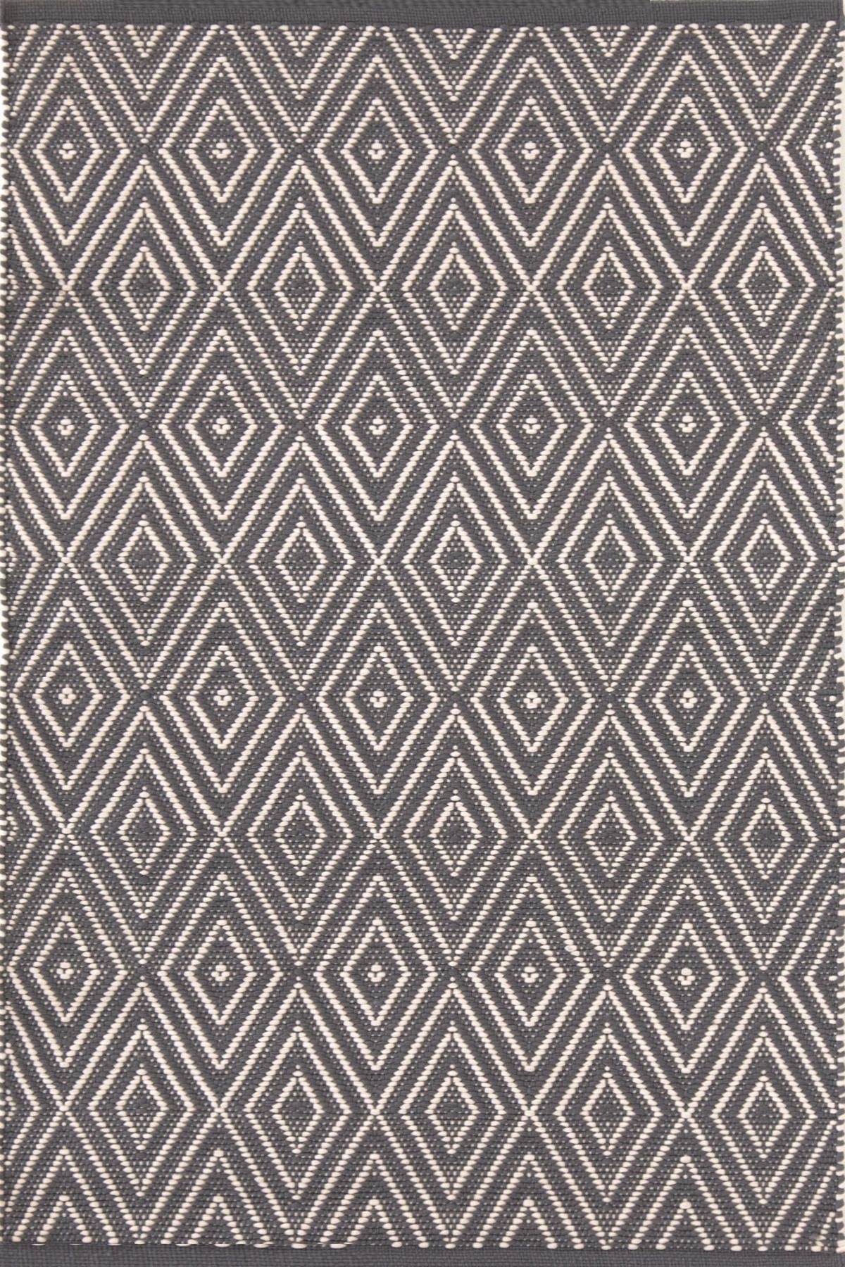 Diamond Graphite/Ivory Handwoven Indoor/Outdoor Rug - RDB256 - Runner-2.5x18