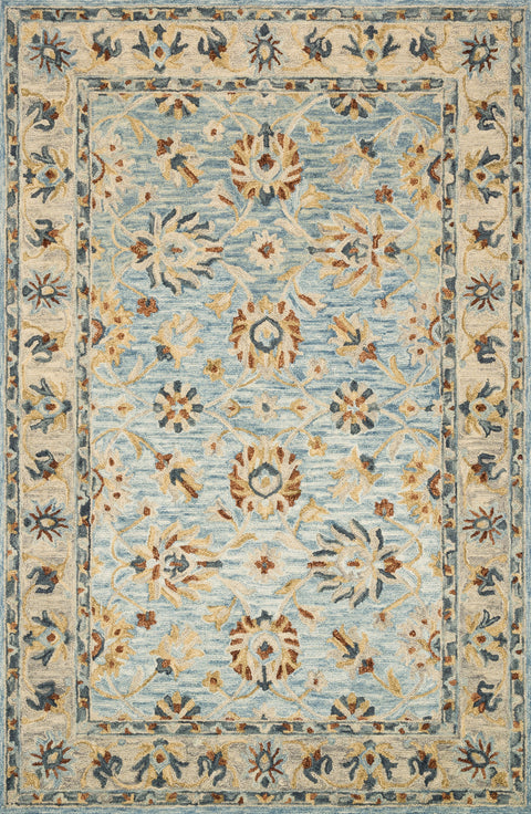 Victoria Lt. Blue / Natural 9'-3" x 13' Area Rug - VK-18 - 9'-3" x 13'