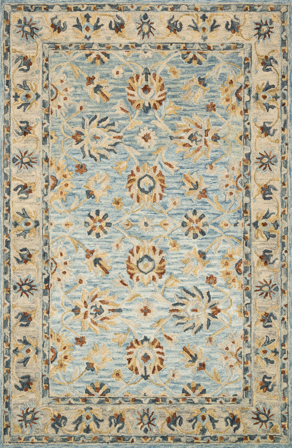 Victoria Lt. Blue / Natural 9'-3" x 13' Area Rug - VK-18 - 9'-3" x 13'