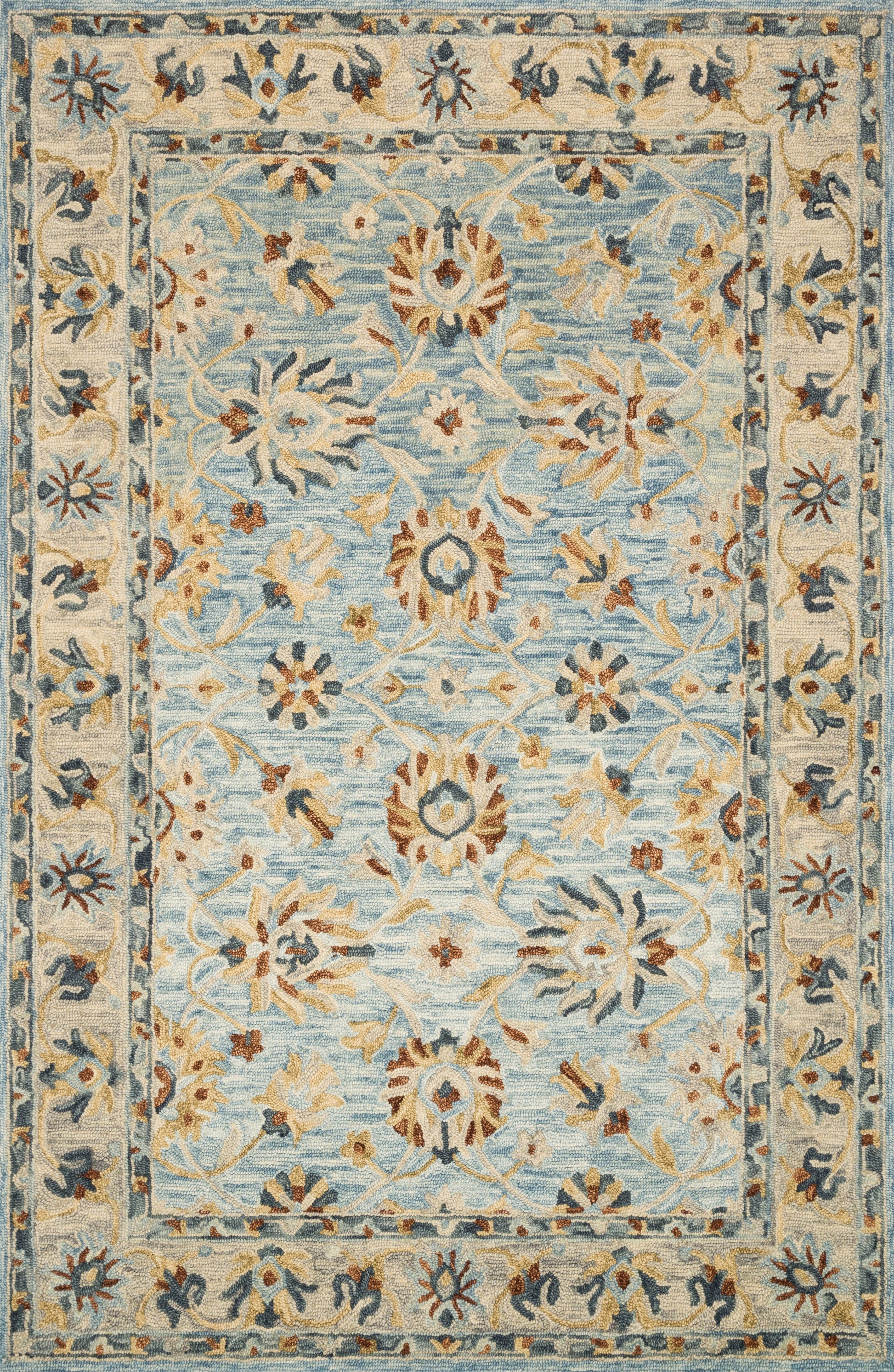 Victoria Lt. Blue / Natural 9'-3" x 13' Area Rug - VK-18 - 9'-3" x 13'