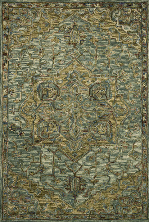 Victoria Dark Green / Tobacco 9'-3" x 13' Area Rug - VK-20 - 9'-3" x 13'