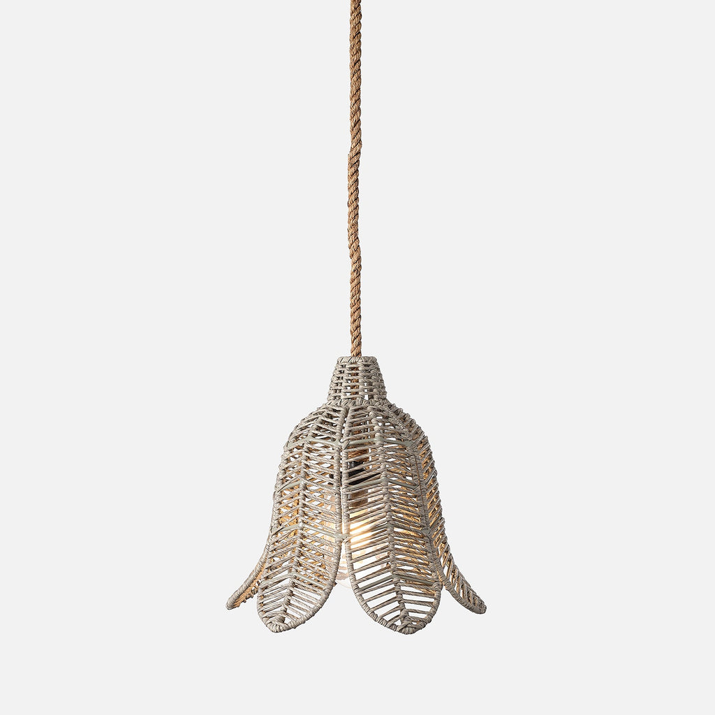 Tulip Wicker Pendant, Grey