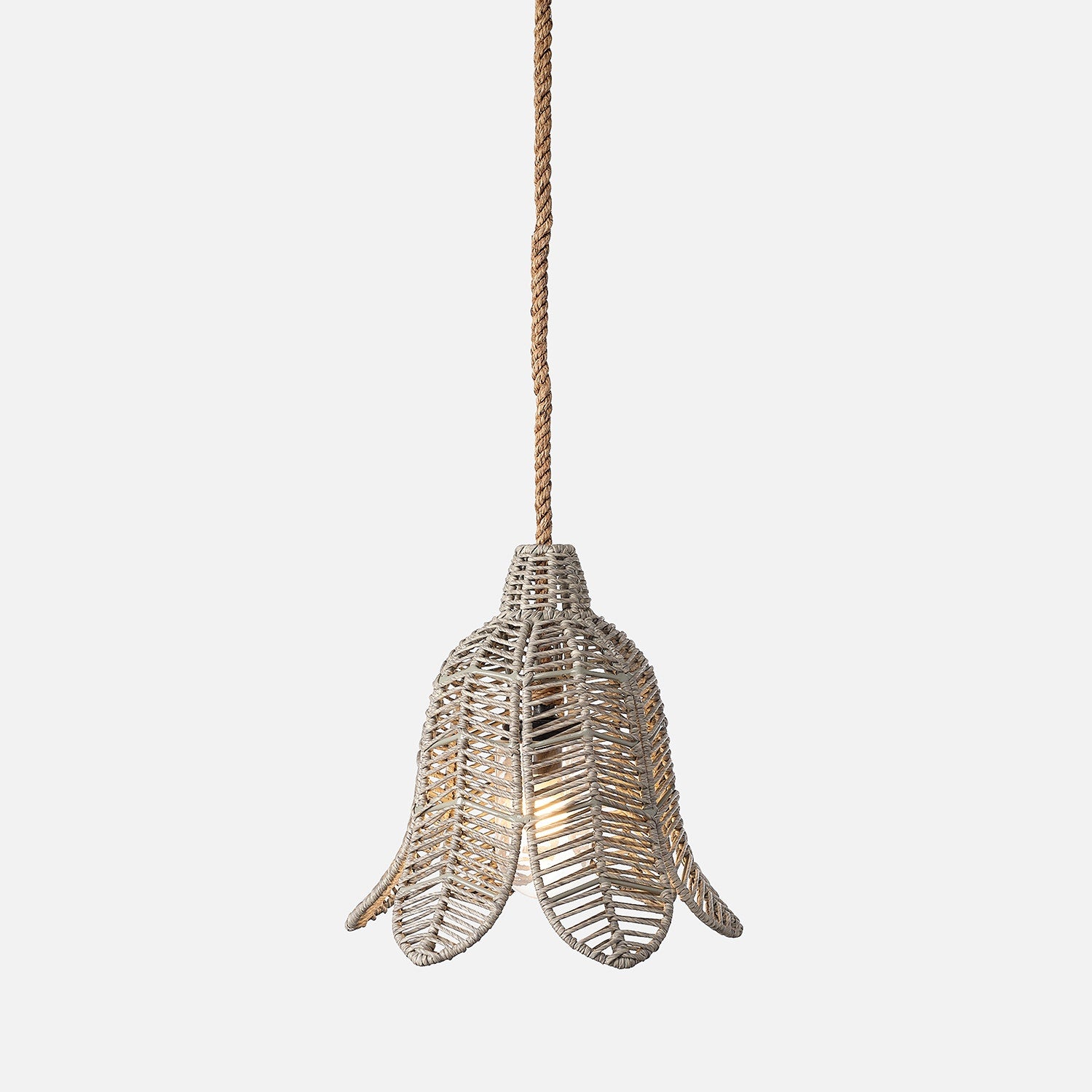 Tulip Wicker Pendant, Grey