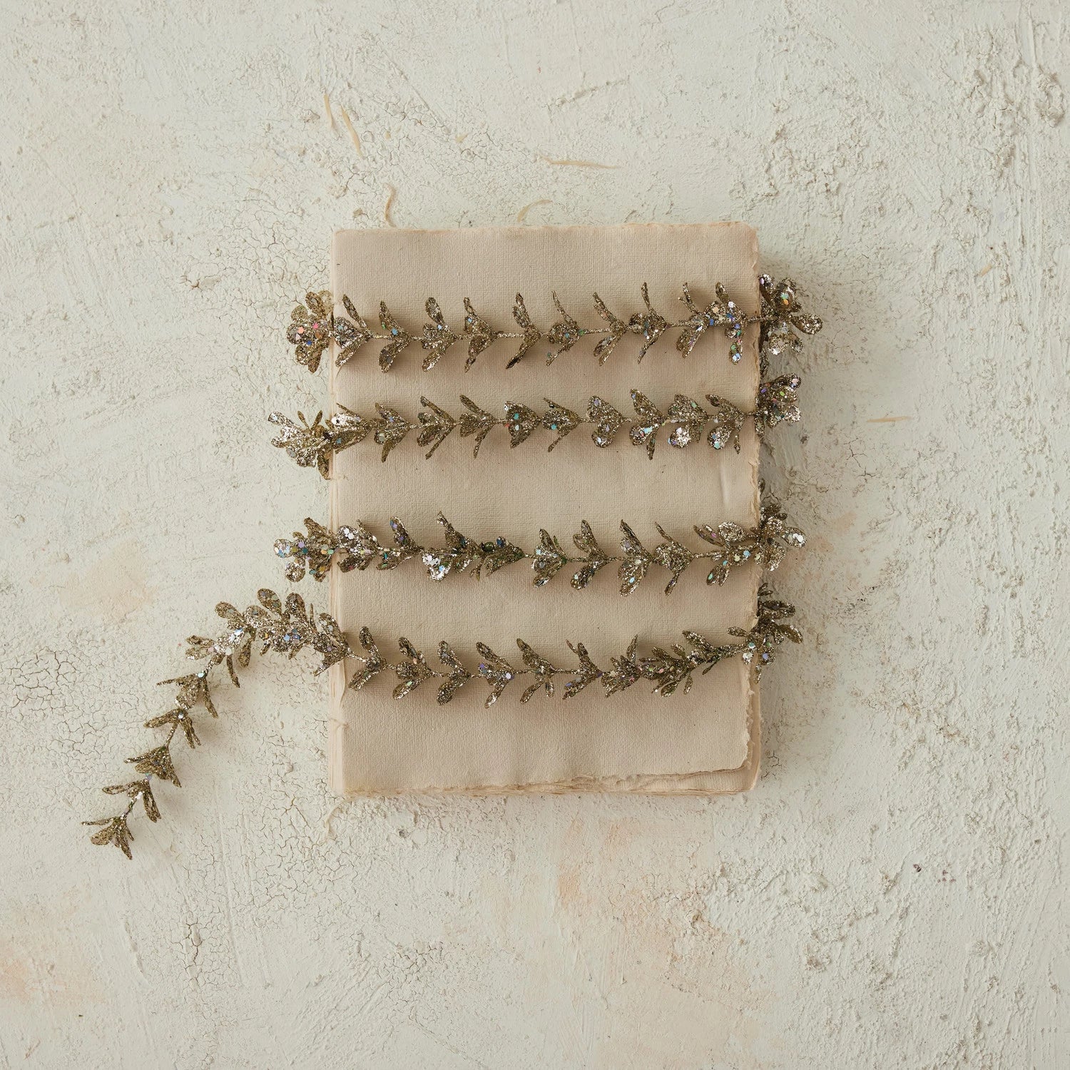Faux Boxwood Garland with Glitter