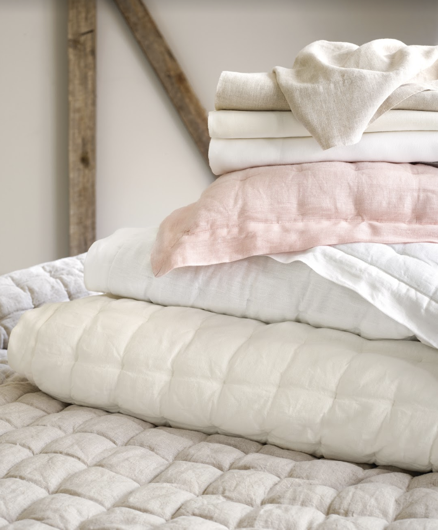 Lilly Linen White Puff Coverlet