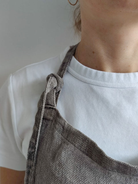 Stone Washed Linen Apron,  Dark Gray