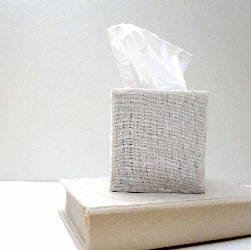 Savannah White Linen Tissue Cover