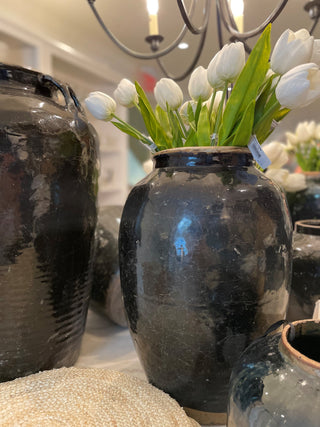 Tall Leon Glazed Pot