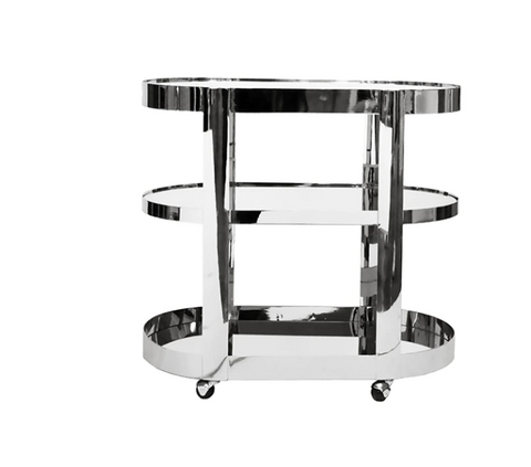 Marigold Bar Cart, Polished Nickel