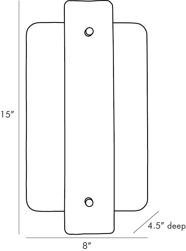Mayer Clear Sconce Front View, Dimensions. Lighting 