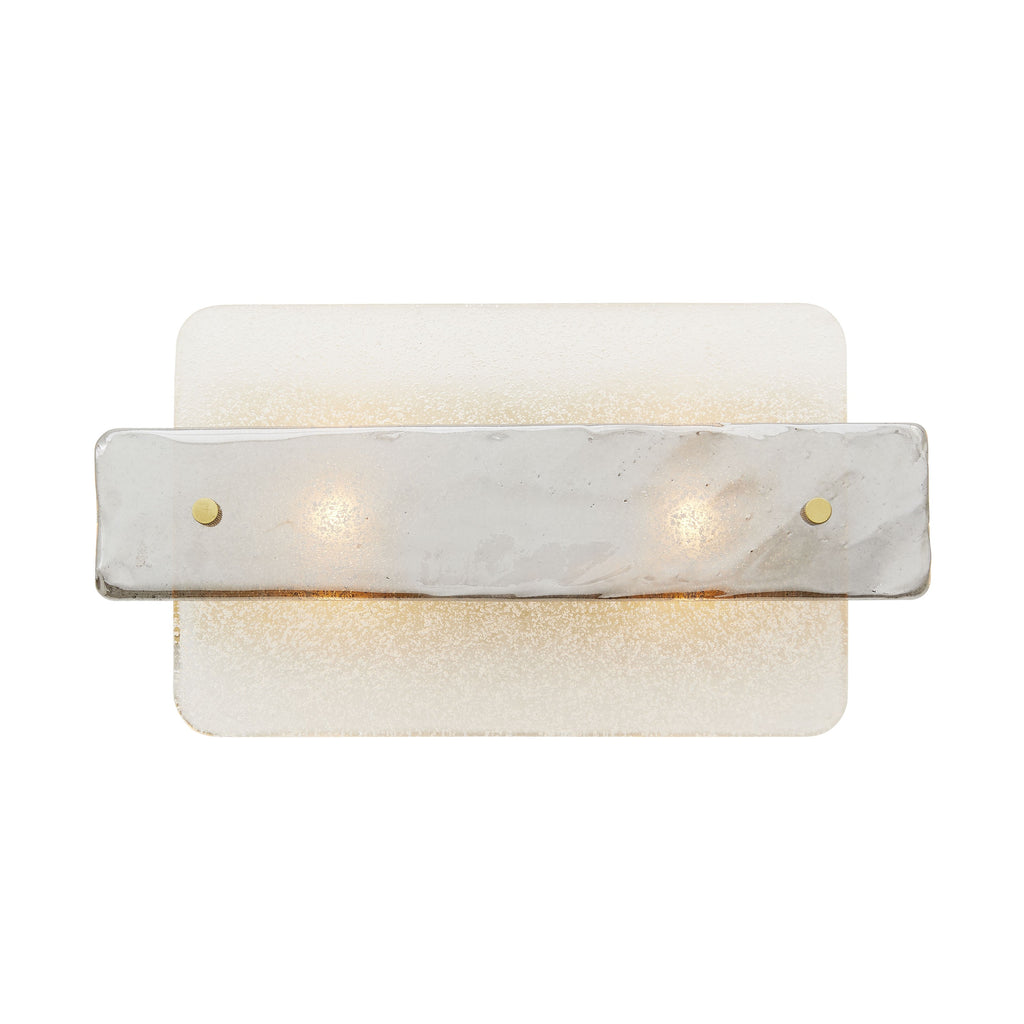 Mayer Clear Sconce Front View, Switched On. Lighting 