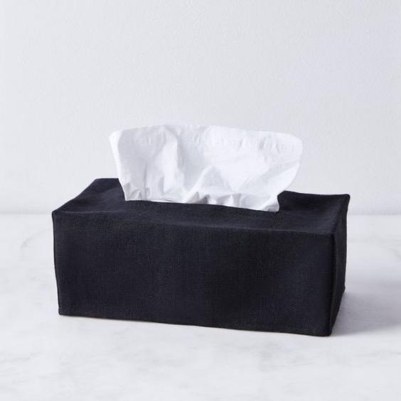 Savannah Black Linen Tissue Covers
