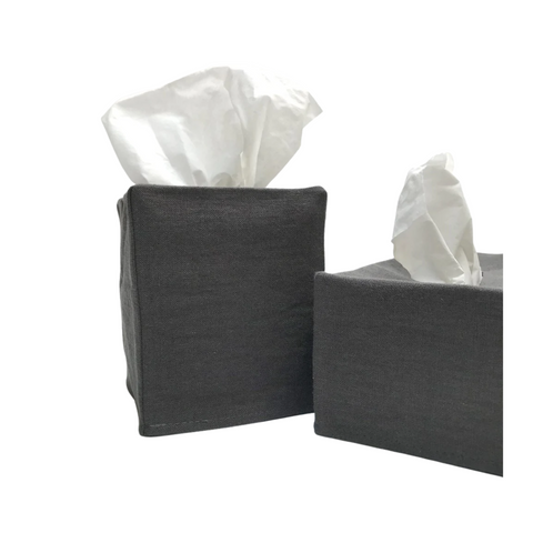 Savannah Charcoal Linen Tissue Covers
