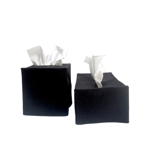 Savannah Black Linen Tissue Covers