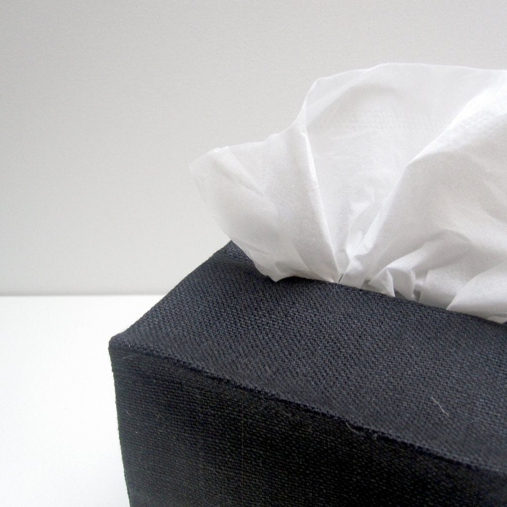 Savannah Black Linen Tissue Covers