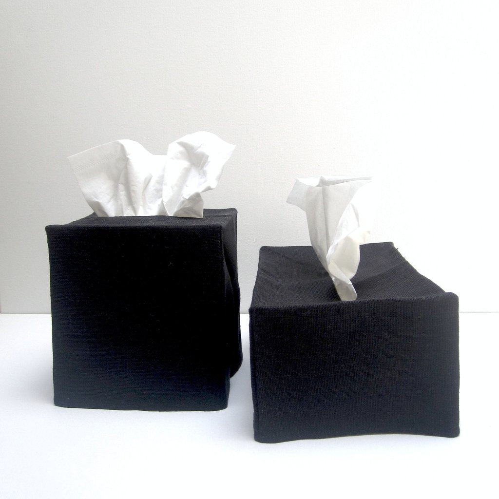 Savannah Black Linen Tissue Covers